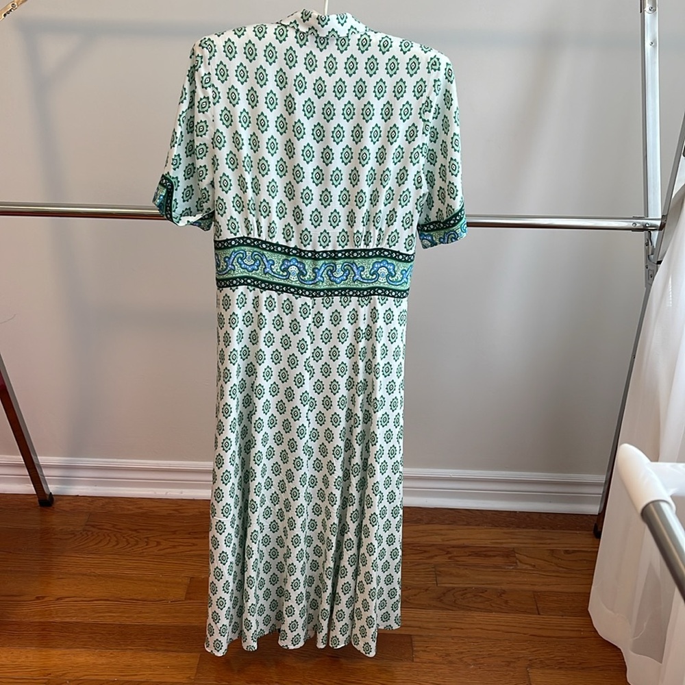 Sandro Green & White Printed Shirt Dress - Picture 4 of 8
